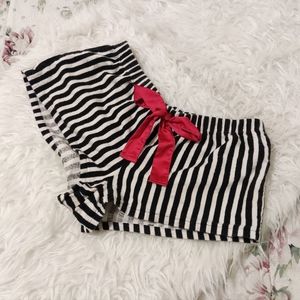 Black and white striped sleep shorts